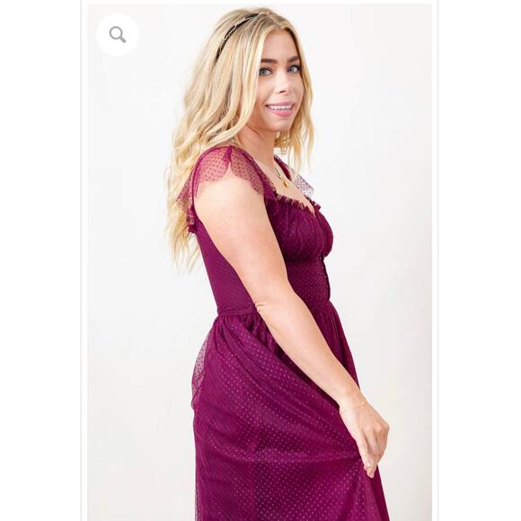 Lulu's Burgundy tulle dress midi length size XS - Picture 4 of 14